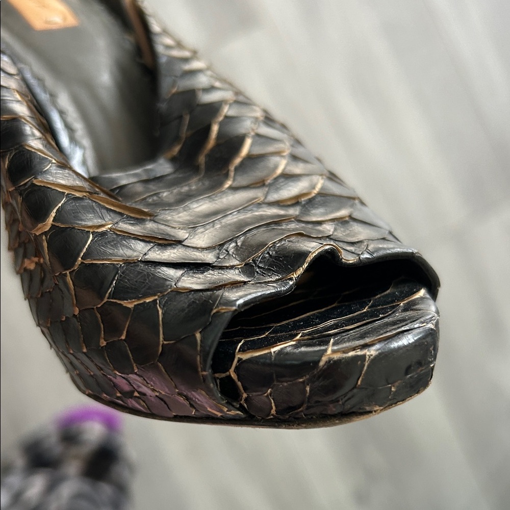 Reed Krakoff Black Genuine Python Slingback Mule … - image 8